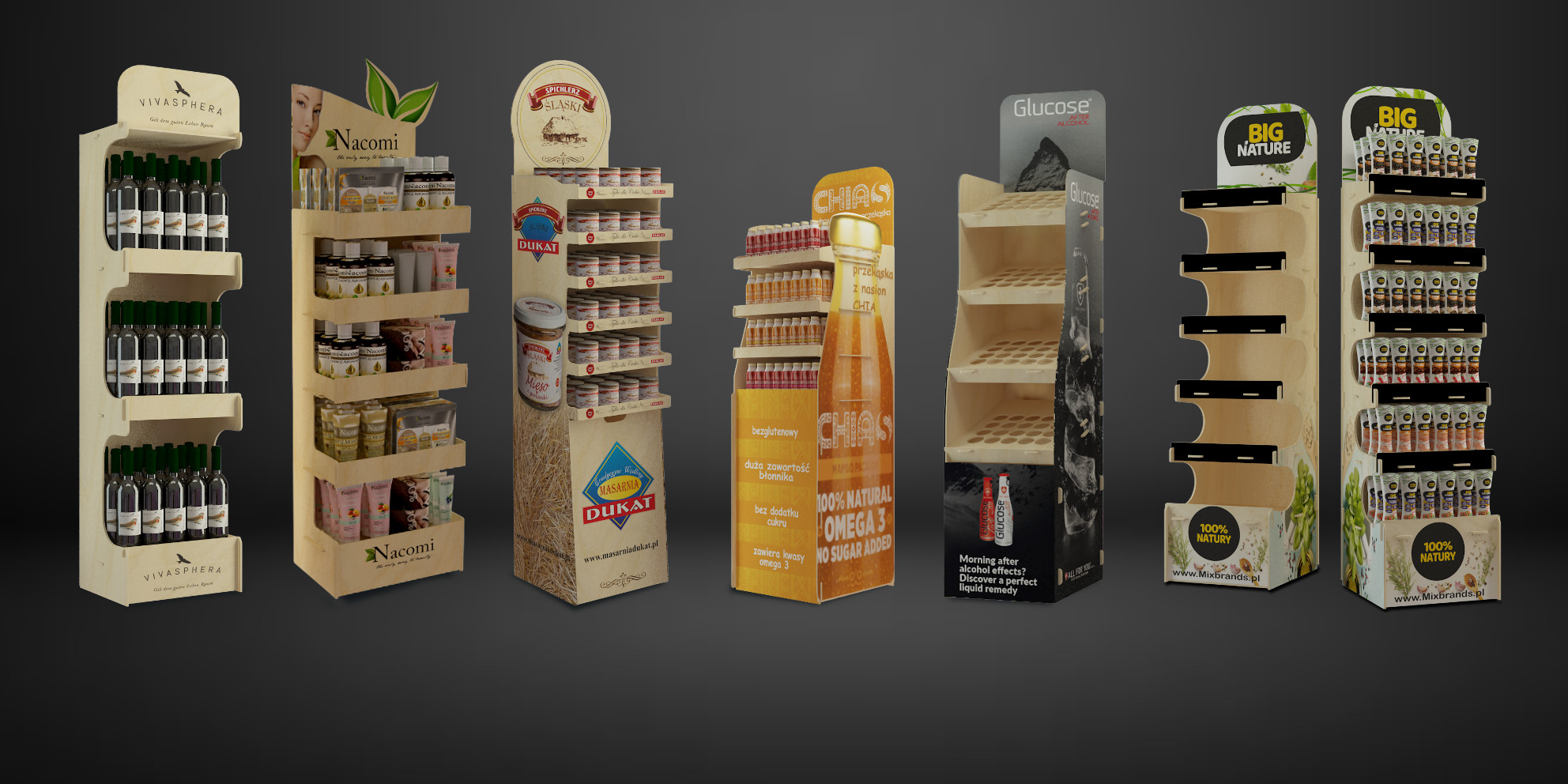wooden display stands Gallery